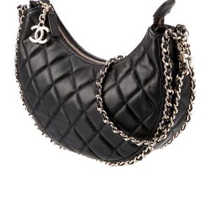Chanel Black Quilted Crescent Shoulder Bag